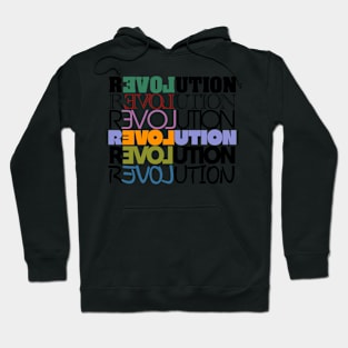 Revolution word pun wordplay typography themed colorfull design Hoodie